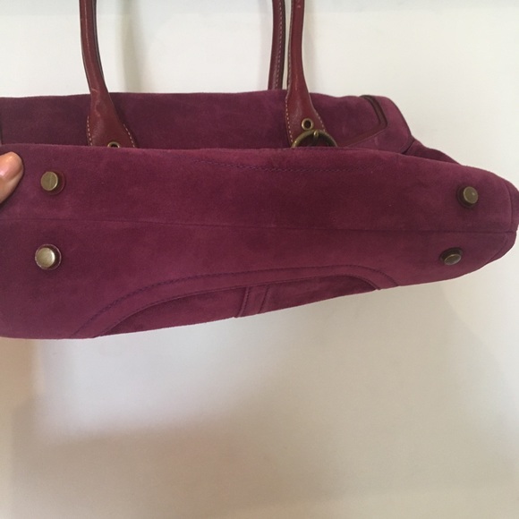 Coach Burgundy Suede Satchel - Picture 9 of 14